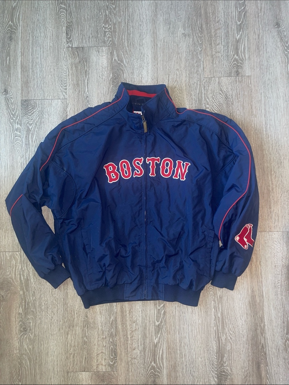 Vintage majestic Boston red socks Navy blue windbreaker bomber jacket mlb Xxl